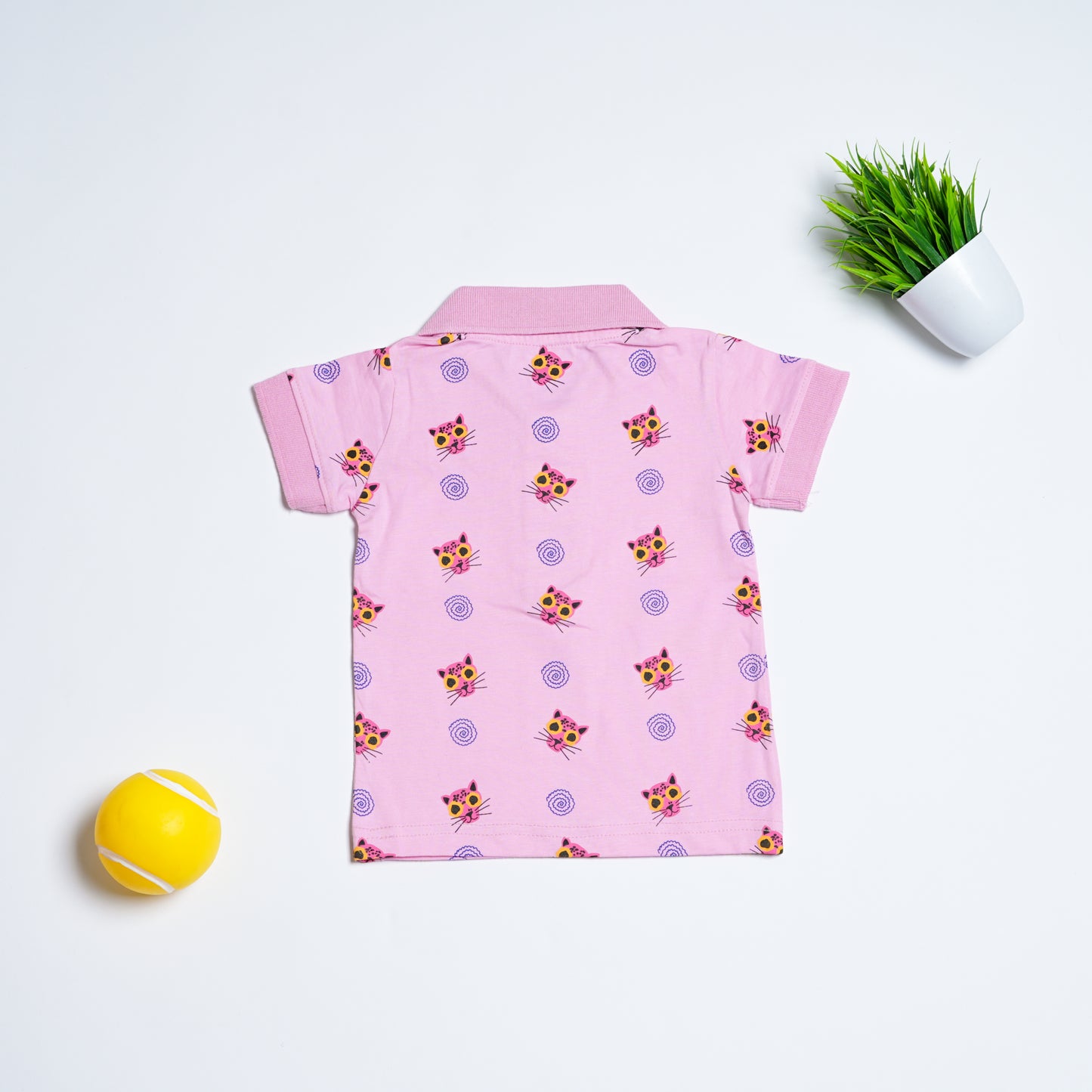 Cat Printed Polo T-Shirt